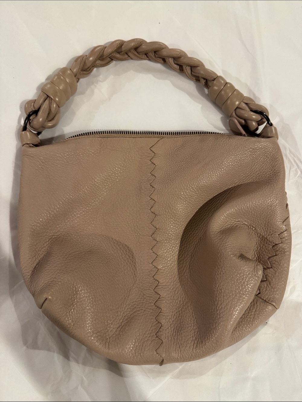 Bottega Veneta Braided-Handle Leather Hobo in Taupe
